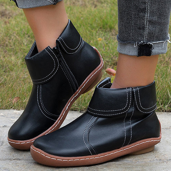 Women's Non-Slip Ankle Boots, Cushioned Buckle Boots with Arch Support