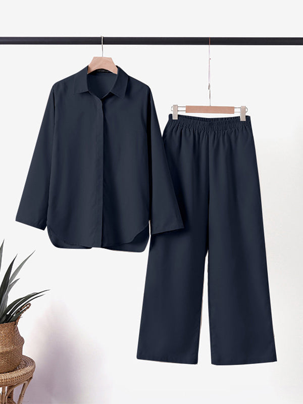 Conjunto Casual Elegante Denice de Duas Peças | Blusa Relaxada com Botões e Calça Pantalona