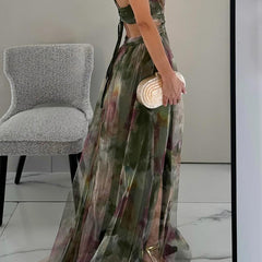 Eirith | Watercolour Print Plunge Maxi Dress