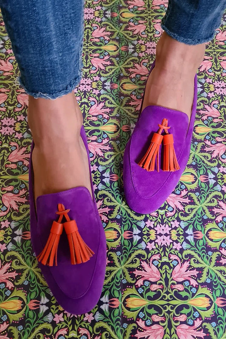 MOCASSINS ROXOS COM FRANJAS