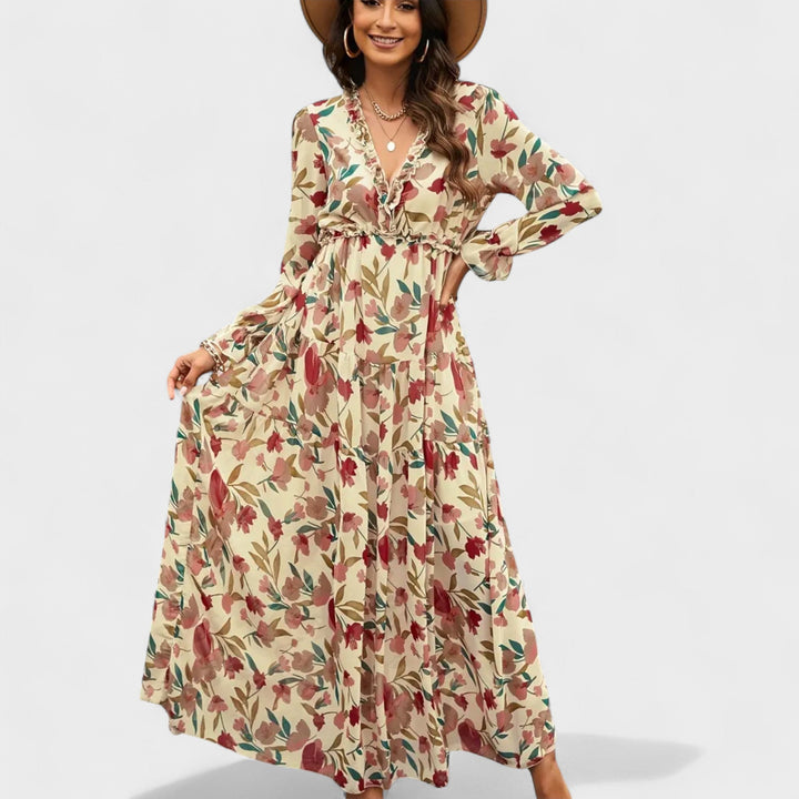 Zera | Vestido Longo Floral em Camadas