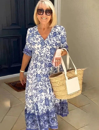 Radiance | Women's Bohemian Maxi Dress, Relaxed Slip-On Summer Dress for Everyday Wear