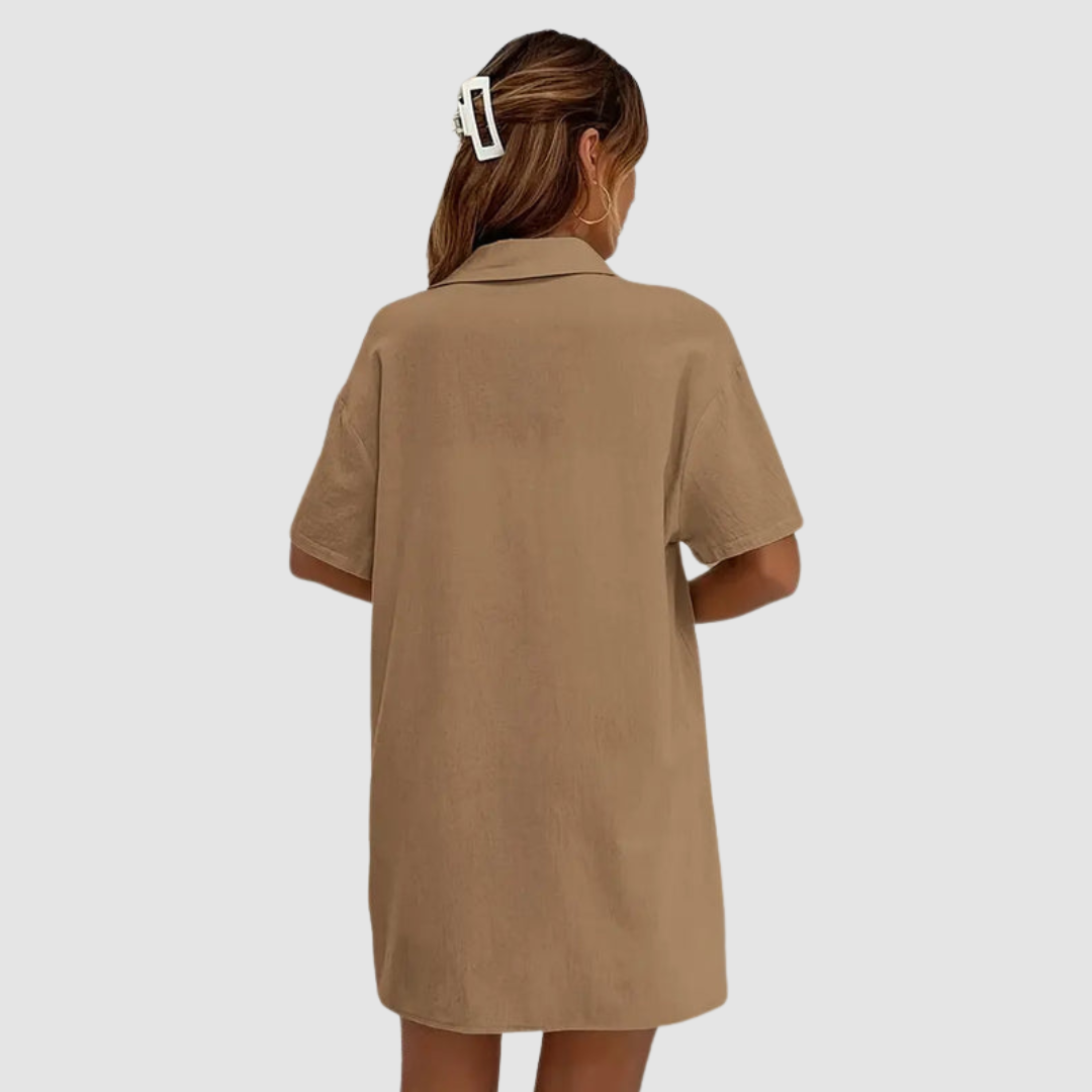 Conjunto Elegante de Verão Frances | Blusa com Botões de Manga Curta e Shorts com Cordão