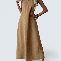 Clara | Women's Sleeveless A-Line Maxi Dress, V-Neck Summer Dress for Casual Wear