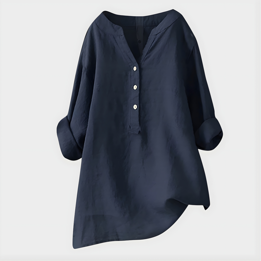 Blusa Veronique Elegante de Algodão com Decote em V