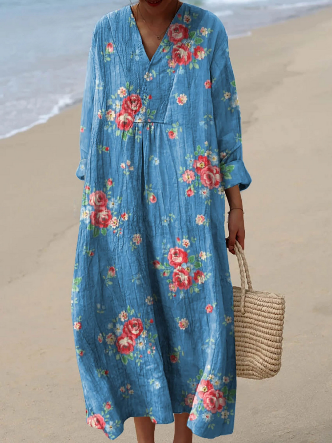 Vestido Feminino Vintage com Estampa Artística Floral Encantadora