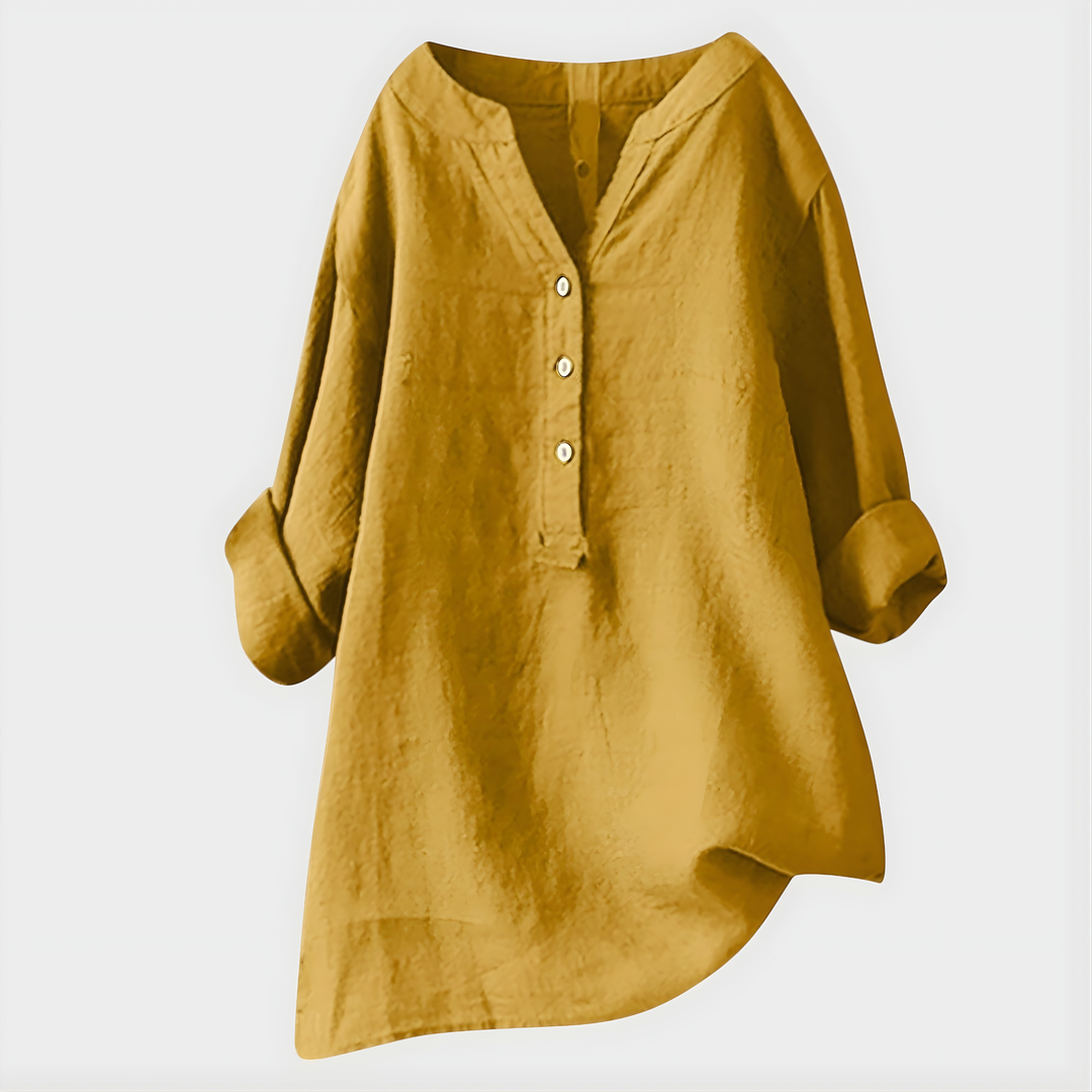 Blusa Veronique Elegante de Algodão com Decote em V