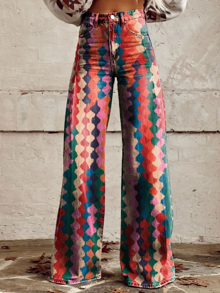 Lina - Calça Vintage Confortável de Perna Larga