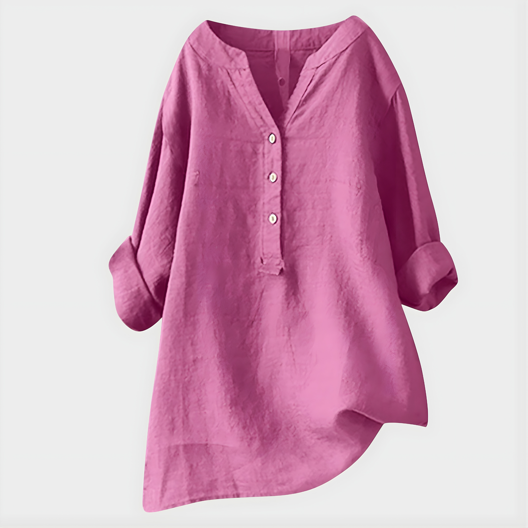 Blusa Veronique Elegante de Algodão com Decote em V