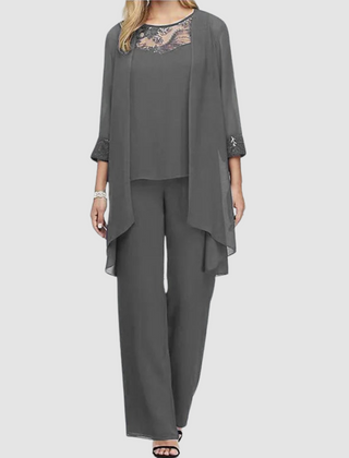 Iva | Women's Three-Piece Set, Lace-Detail Top, Jacket and Trousers for Weddings