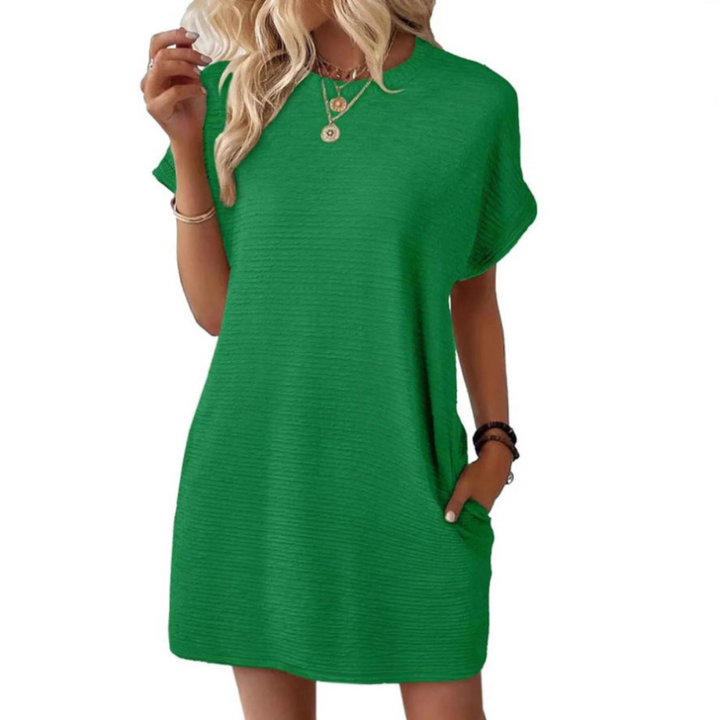 EVASHA – Vestido de Verão Casual Minimalista com Decote Redondo