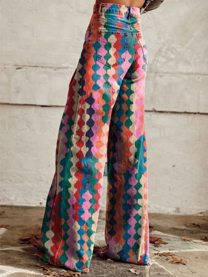 Lina - Calça Vintage Confortável de Perna Larga