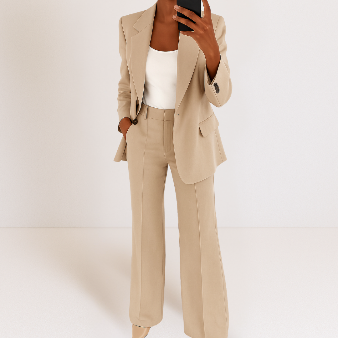 Conjunto Elegante Melynda de Duas Peças | Blusa e Calças Coordenadas