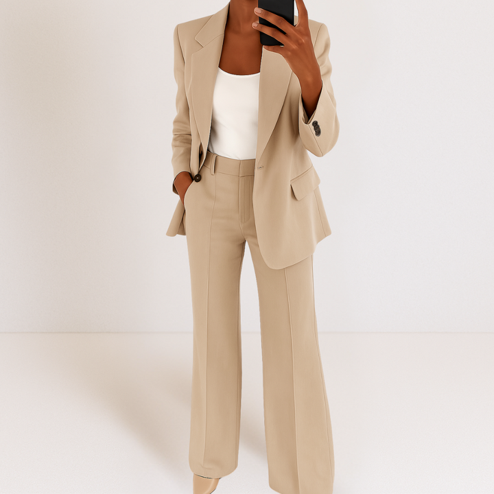Conjunto Elegante Melynda de Duas Peças | Blusa e Calças Coordenadas