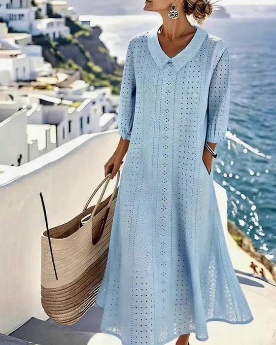 Vestido Baby Doll com Decote Vazado