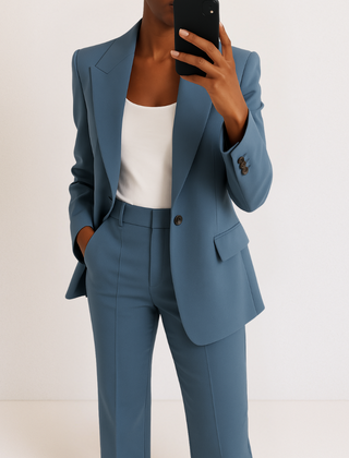 Melynda | Women's Tailored Two-Piece Suit Set, Coordinated Top and Trousers for Work