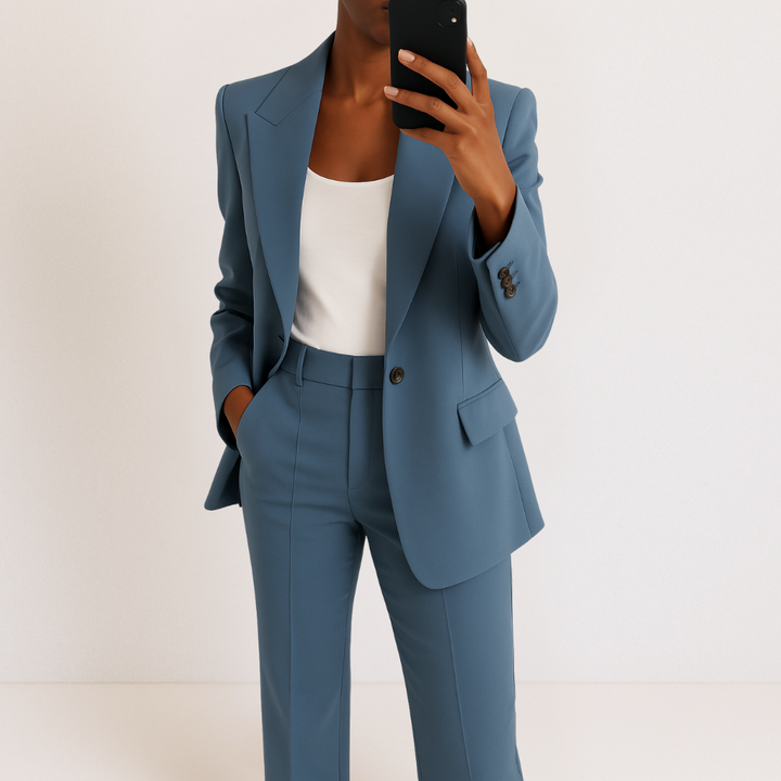 Conjunto Elegante Melynda de Duas Peças | Blusa e Calças Coordenadas