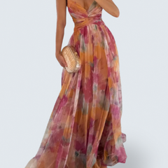 Eirith | Watercolour Print Plunge Maxi Dress