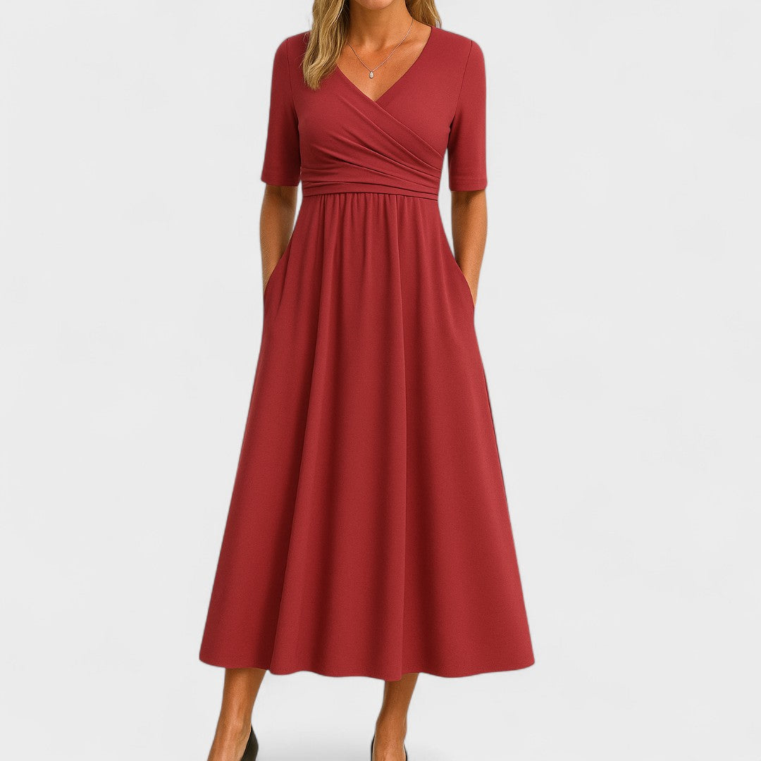 Phoebe | Women's A-Line Midi Dress, Streamlined Everyday Dress for Elegant Events