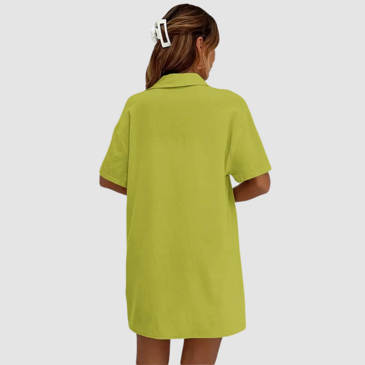 Conjunto Elegante de Verão Frances | Blusa com Botões de Manga Curta e Shorts com Cordão