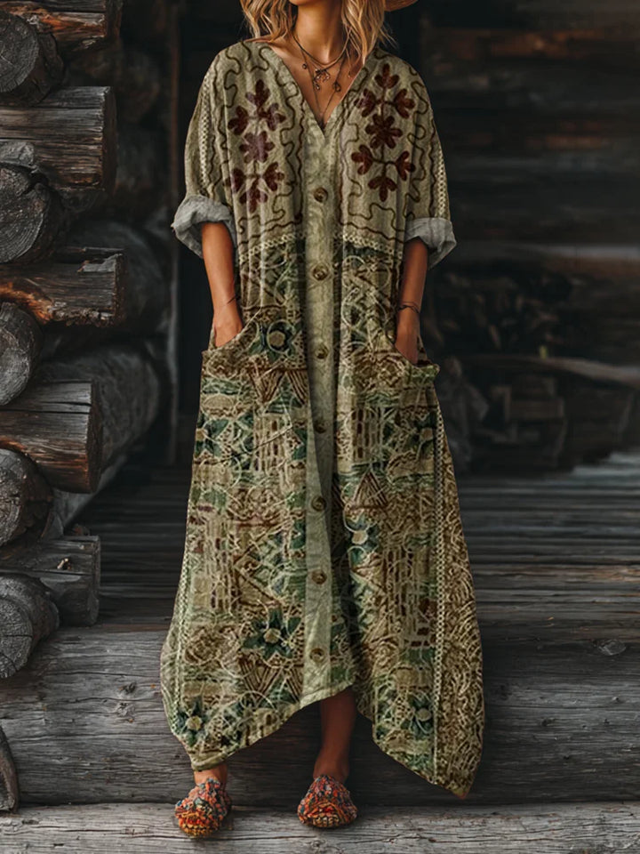 Ophira | Vestido Boho Vintage com Bolsos