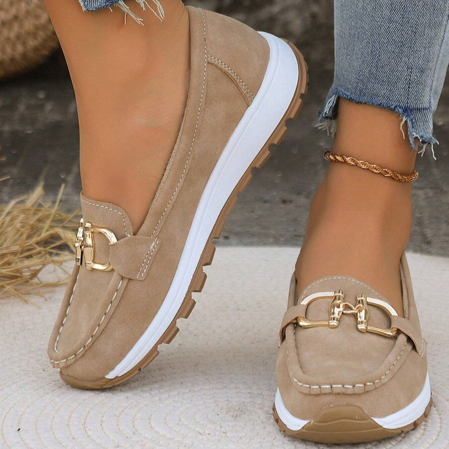 Mavis | Women's Flat Wedge Loafers, Buckle Slip-On Comfort Loafers for Everyday Wear