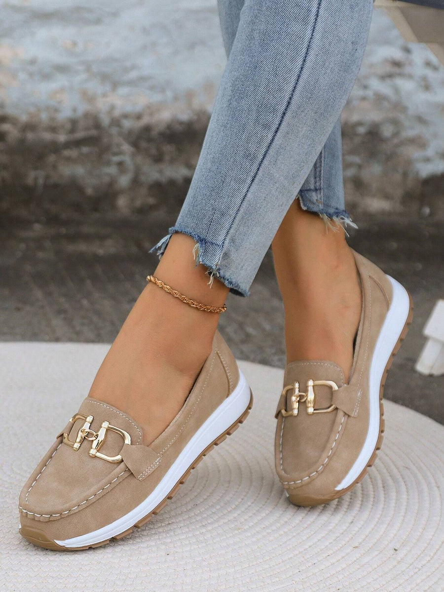 Mavis | Women's Flat Wedge Loafers, Buckle Slip-On Comfort Loafers for Everyday Wear