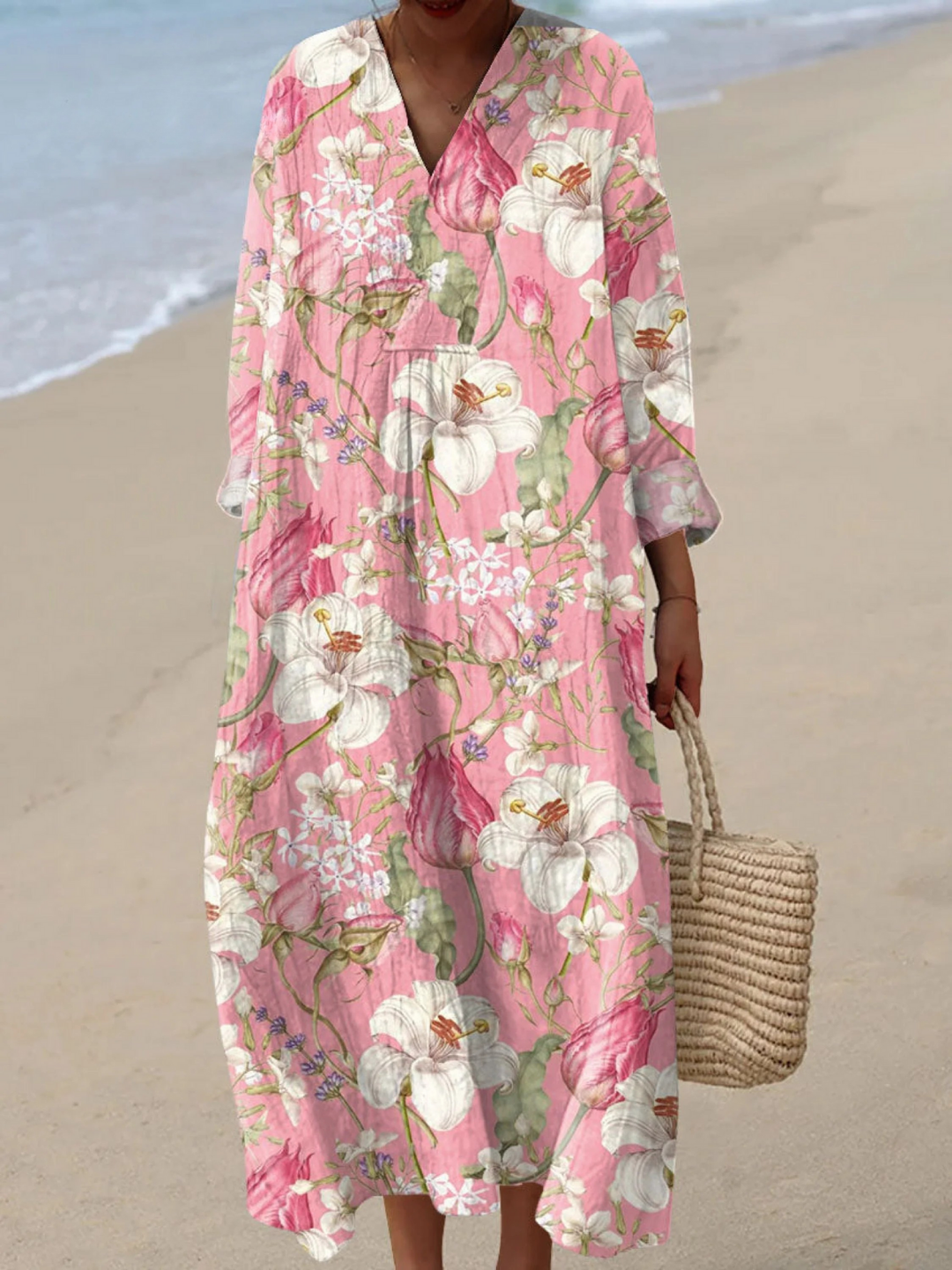Vestido Feminino Vintage com Estampa Artística Floral