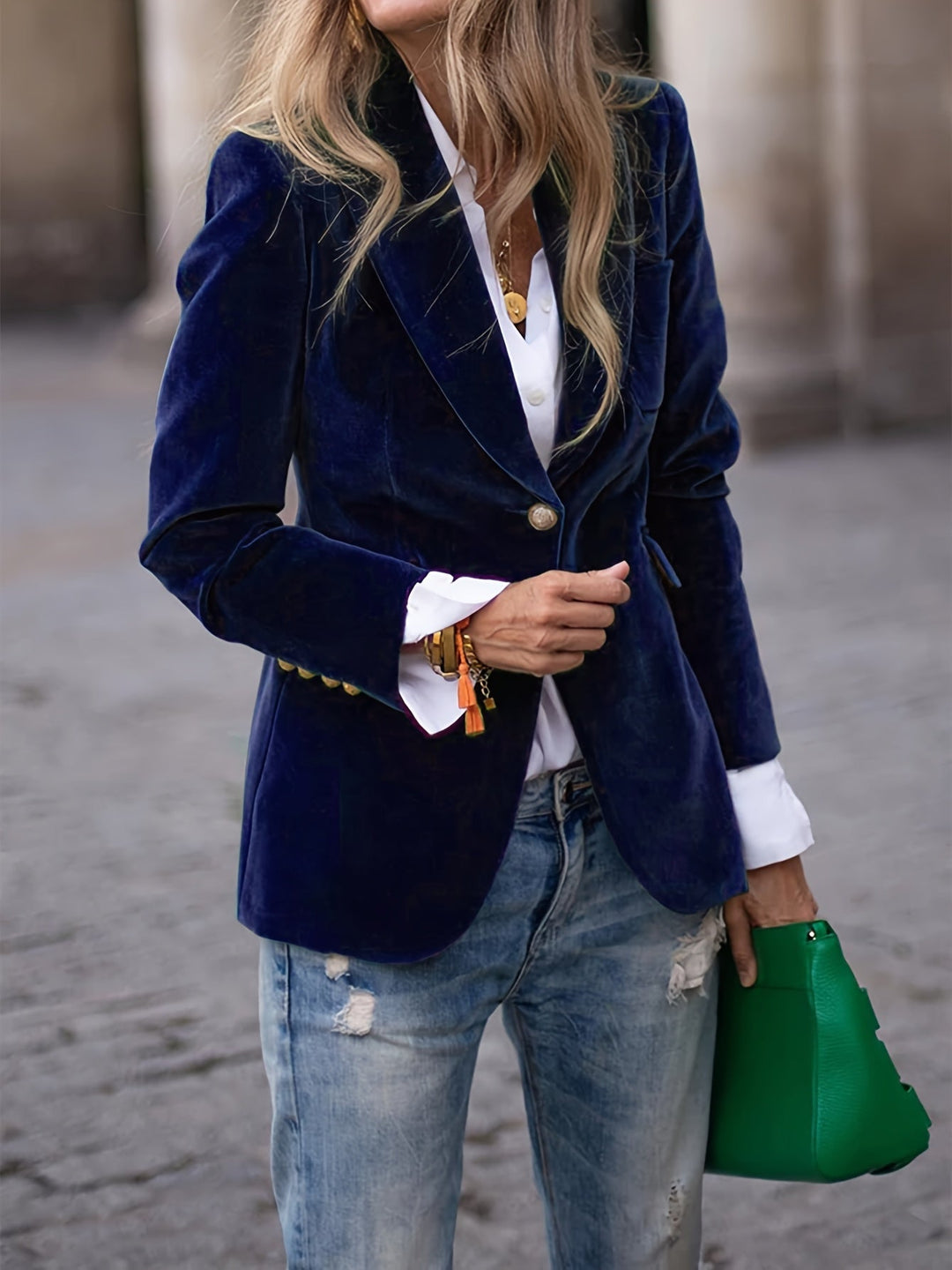 Elena | Blazer de Veludo – Confiança, Conforto e Classe Atemporal