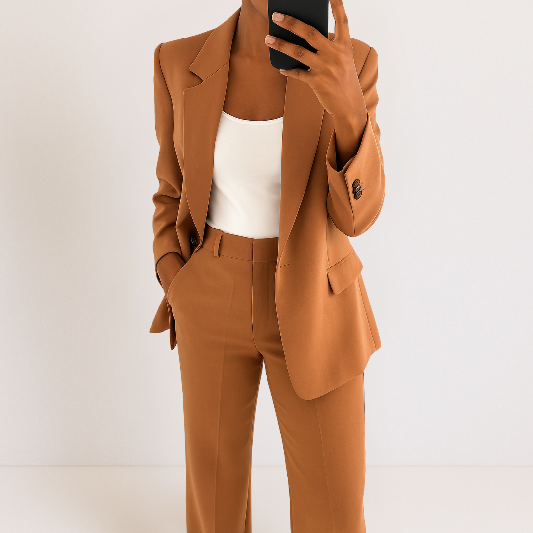 Conjunto Elegante Melynda de Duas Peças | Blusa e Calças Coordenadas