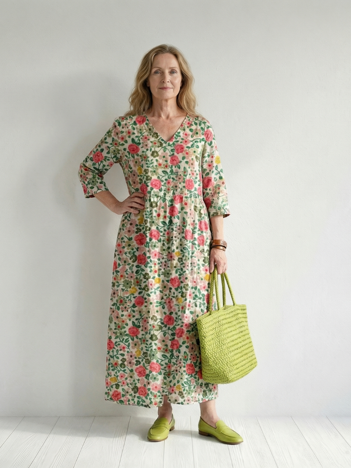 Colin | Vestido Midi com Estampa Floral Dispersa