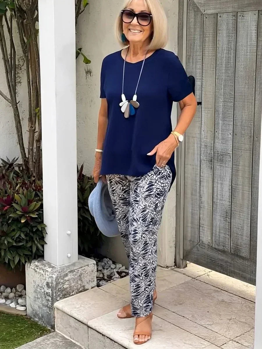 Conjunto Leticia Solto de Duas Peças | Blusa de Caimento Relaxado e Calças Fluídas