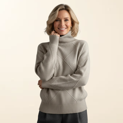 Elise | Women's Textured Knit Turtleneck Sweater, High Collar Winter Pullover