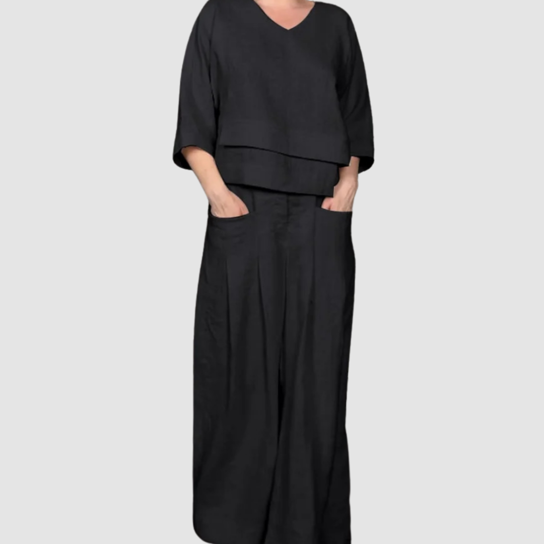 Conjunto Vina Relaxed 2 Peças | Top Assimétrico e Calça Pantalona