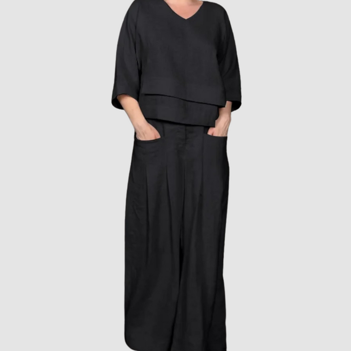 Conjunto Vina Relaxed 2 Peças | Top Assimétrico e Calça Pantalona