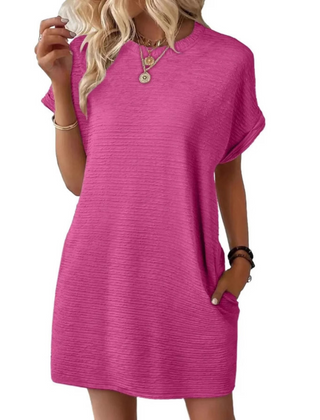 EVASHA | Women's Minimalist Round Neck Summer Dress, Lightweight Casual Day Dress