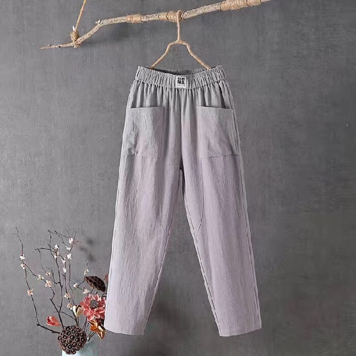 Classic Cotton Pants with Elastic Waist