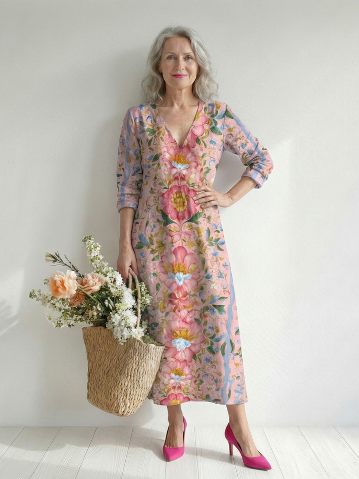 Julien | Vestido Midi Floral com Forma Leve
