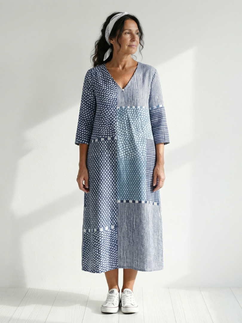 Nolan | Vestido Midi Patchwork Ajustado
