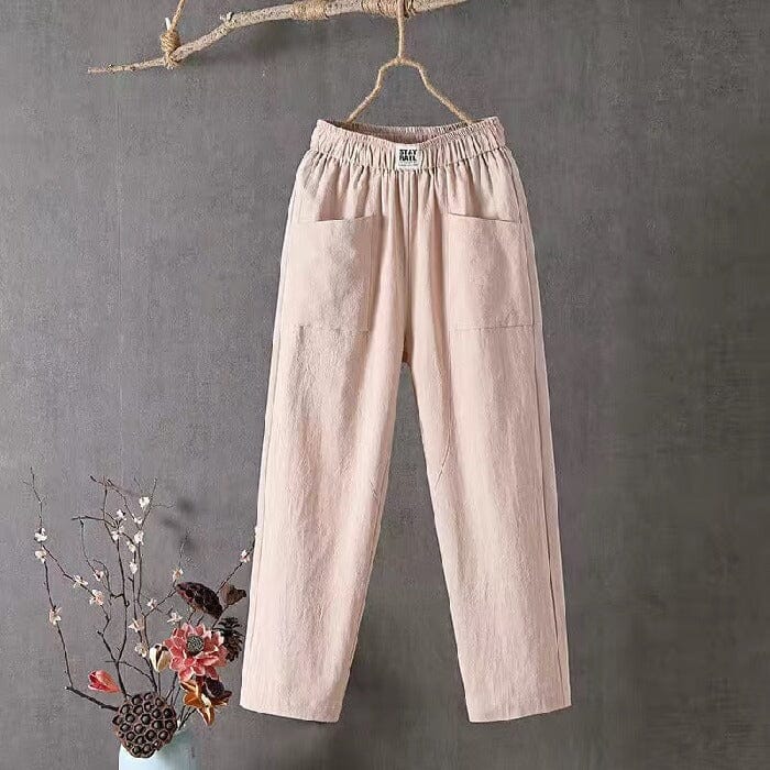 Classic Cotton Pants with Elastic Waist