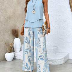 Juliette | Women's Two-Piece Set, Lightweight Flowing Blouse and Wide-Leg Trousers Summer Outfit