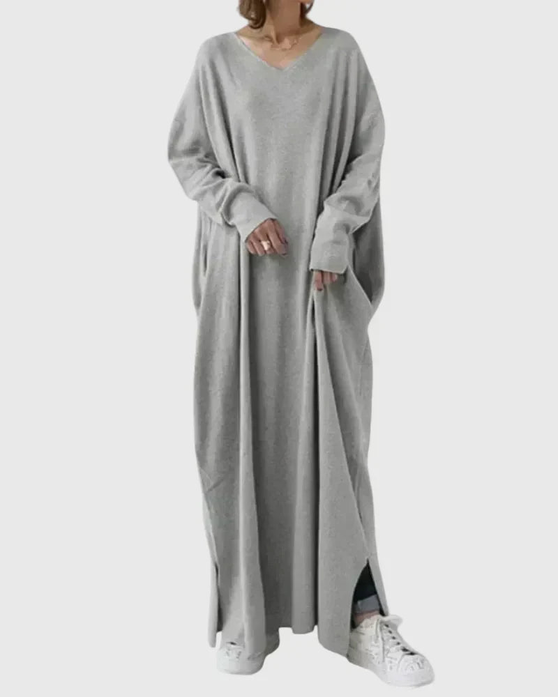 Gryelle | Women's Minimalist Maxi Dress, Sleek Relaxed Fit Dress for Everyday Wear