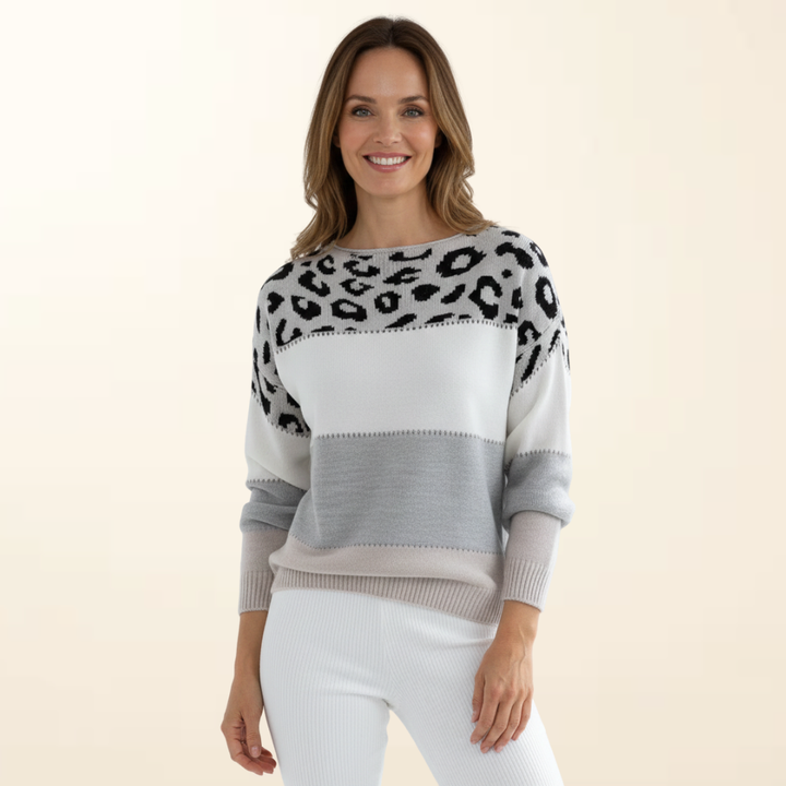 Zoë - Elegant and Comfortable Sweater with Leopard Print