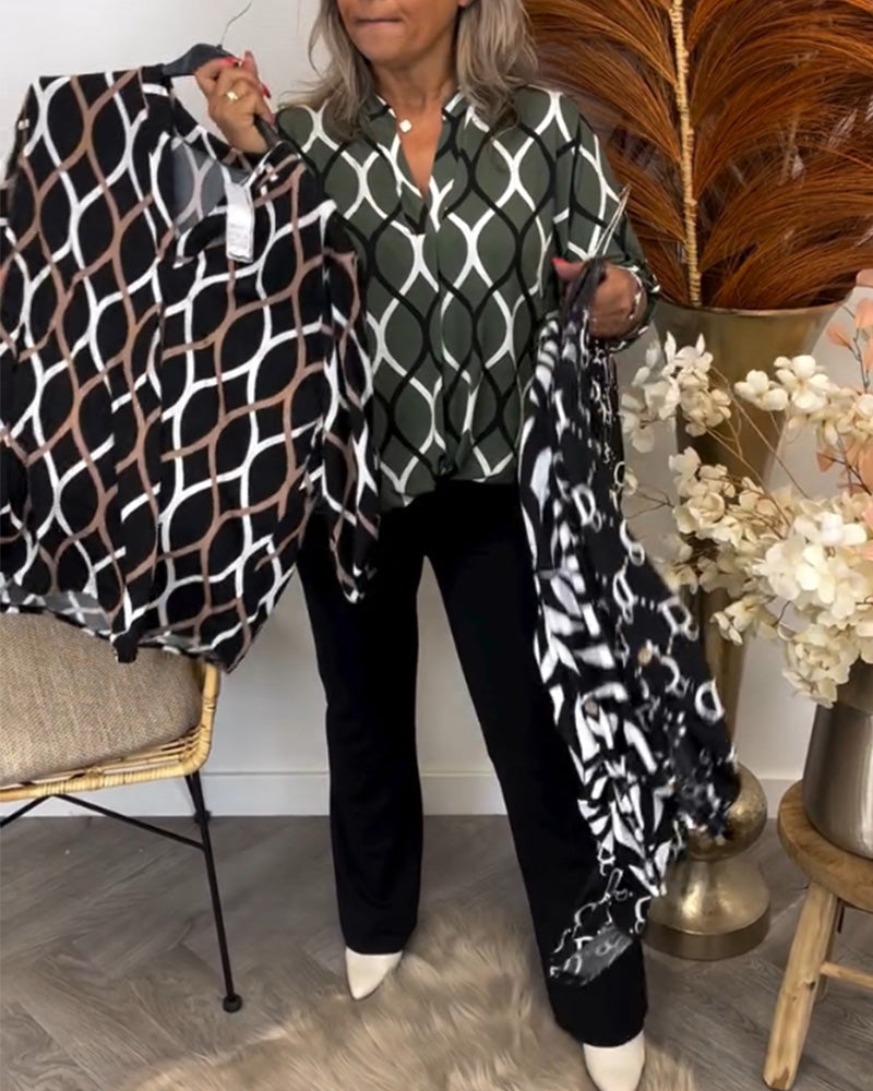 Janny | Blusa Casual com Mangas Longas e Estampa Elegante