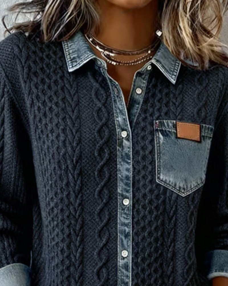 Juliane | Denim Look Button Up Shirt Womens
