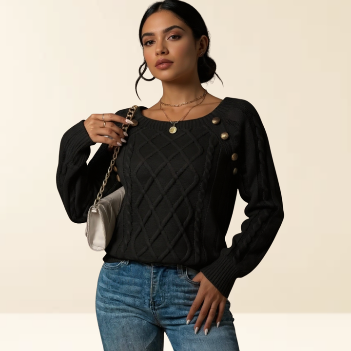 Mea - Elegant Sweater with Button Details