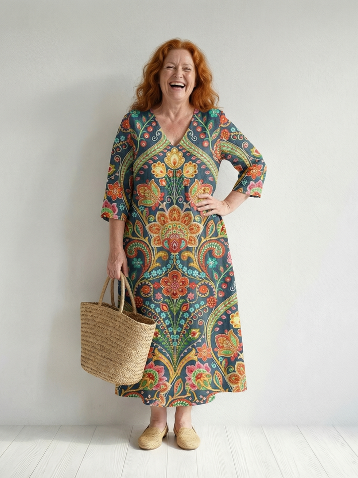 Lara | Vestido Midi Garden com Forma Fácil