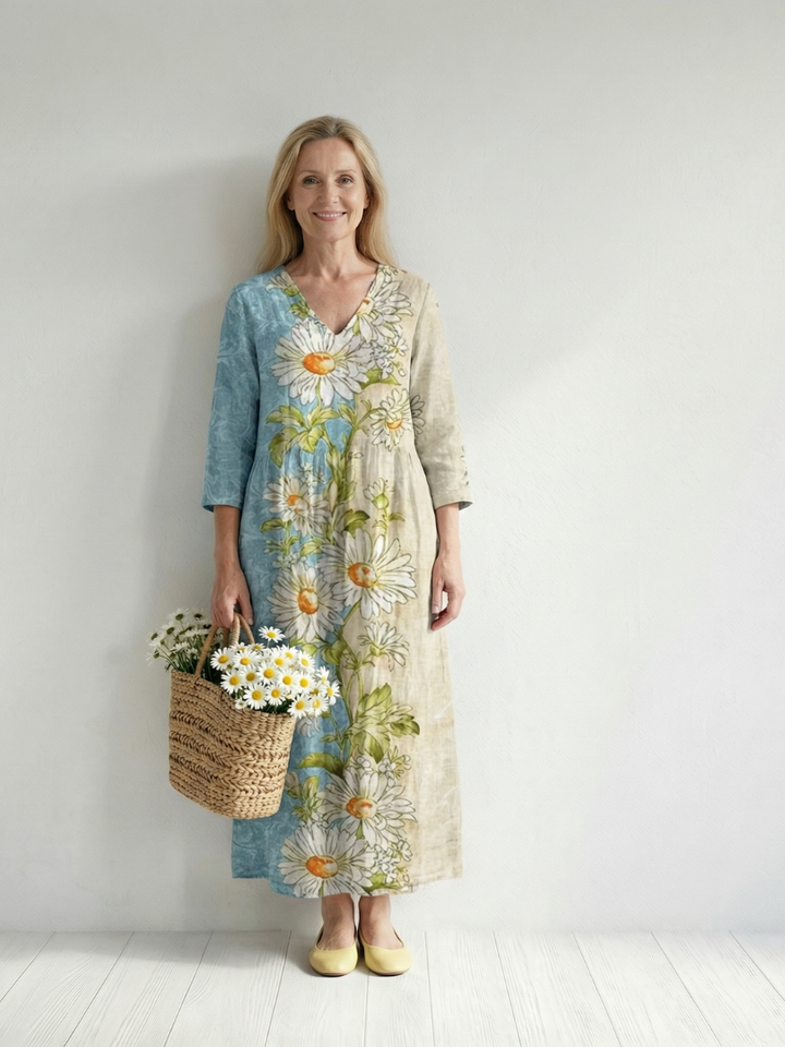 Elliot | Vestido Midi com Margaridas Leves