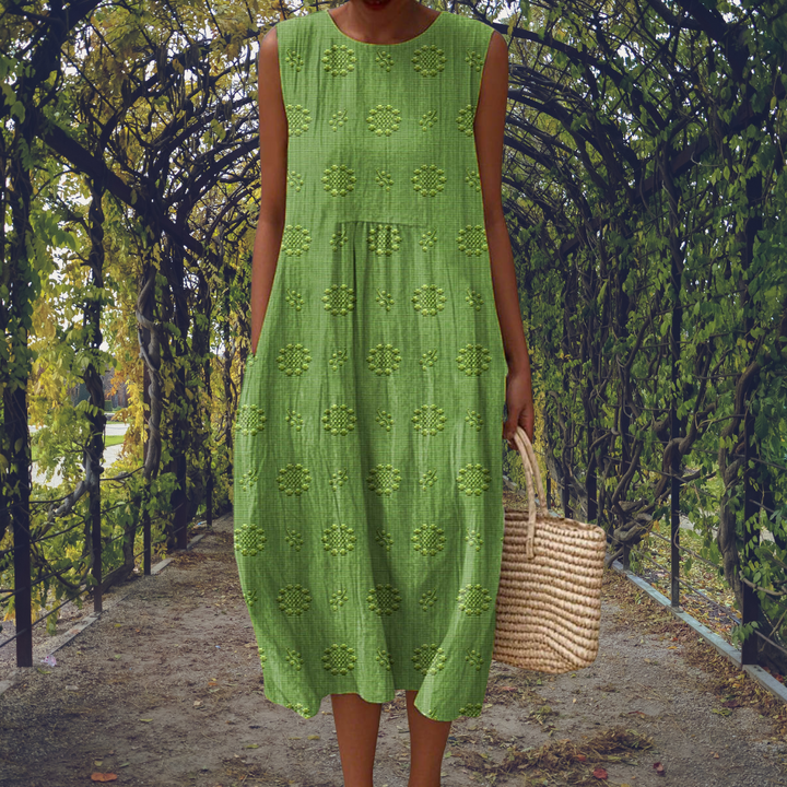 Aikaterini – Vestido Elegante Sem Mangas com Bolsos