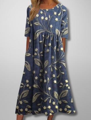 Gail | Women's Relaxed Floral Midi Dress, Lightweight Flowy Day Dress for Brunch